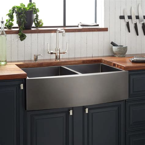 stainless steel farm sink with dark cabinets|black farmhouse sink home depot.